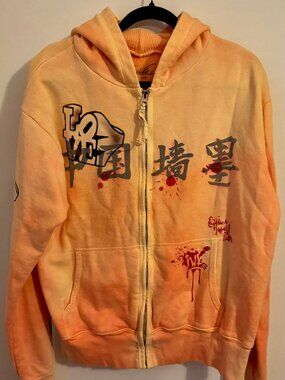 Great China Wall Orange LOVE Hoodie Size L EUC